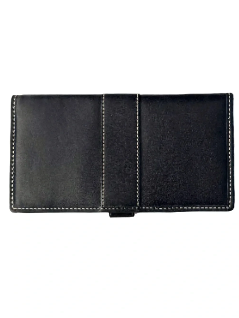 Coach Early 2000’s Y2K Supple Black Leather Wallet & White Stitching